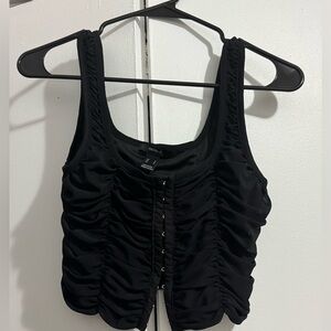 Forever 21 Black Ruched Crop Top